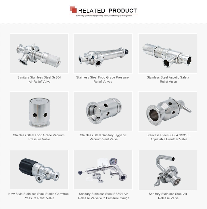 AISI316L Hygienic Four Cross Pressure Relief Valves with Threading Pressure Gauge