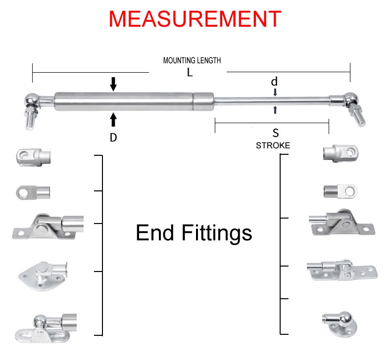 Reliable Locking Gas Springs, Durable Lockable Gas Struts with Release Head &amp; Control Cable for Furniture, Chairs, Bus Seats