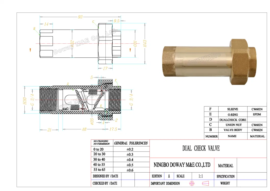 Forged Brass Dual Check Valve for Water Meter