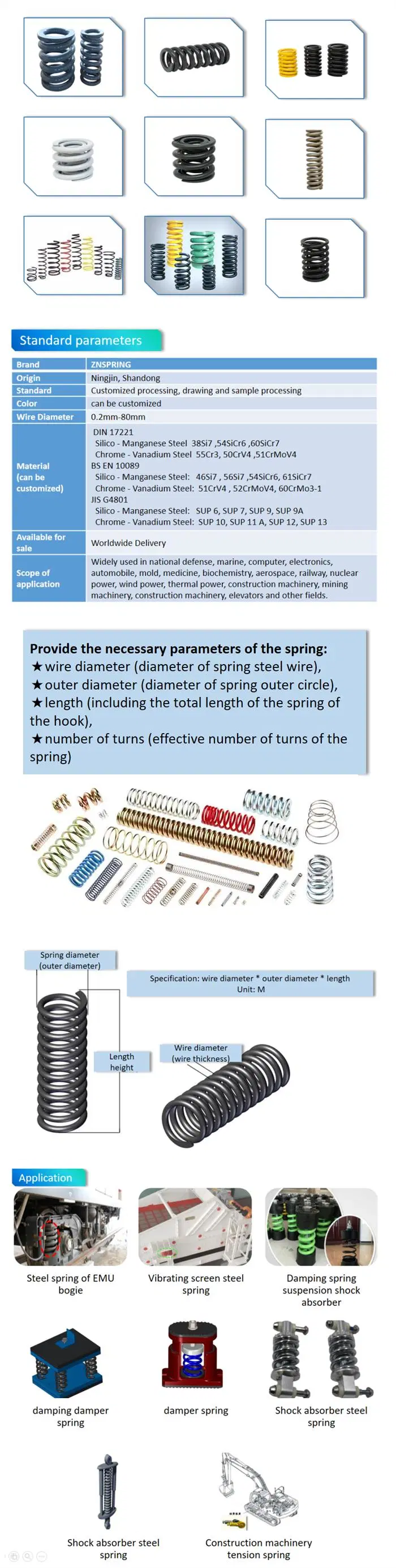 Emu Vibration Reduction High-Speed Train Special Steel Spring