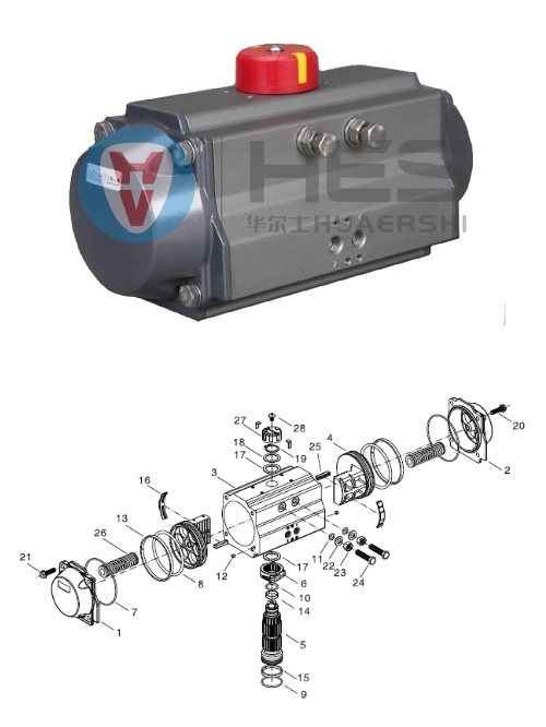 Se Rack and Pinion Pneumatic Actuator Double Acting and Spring Return