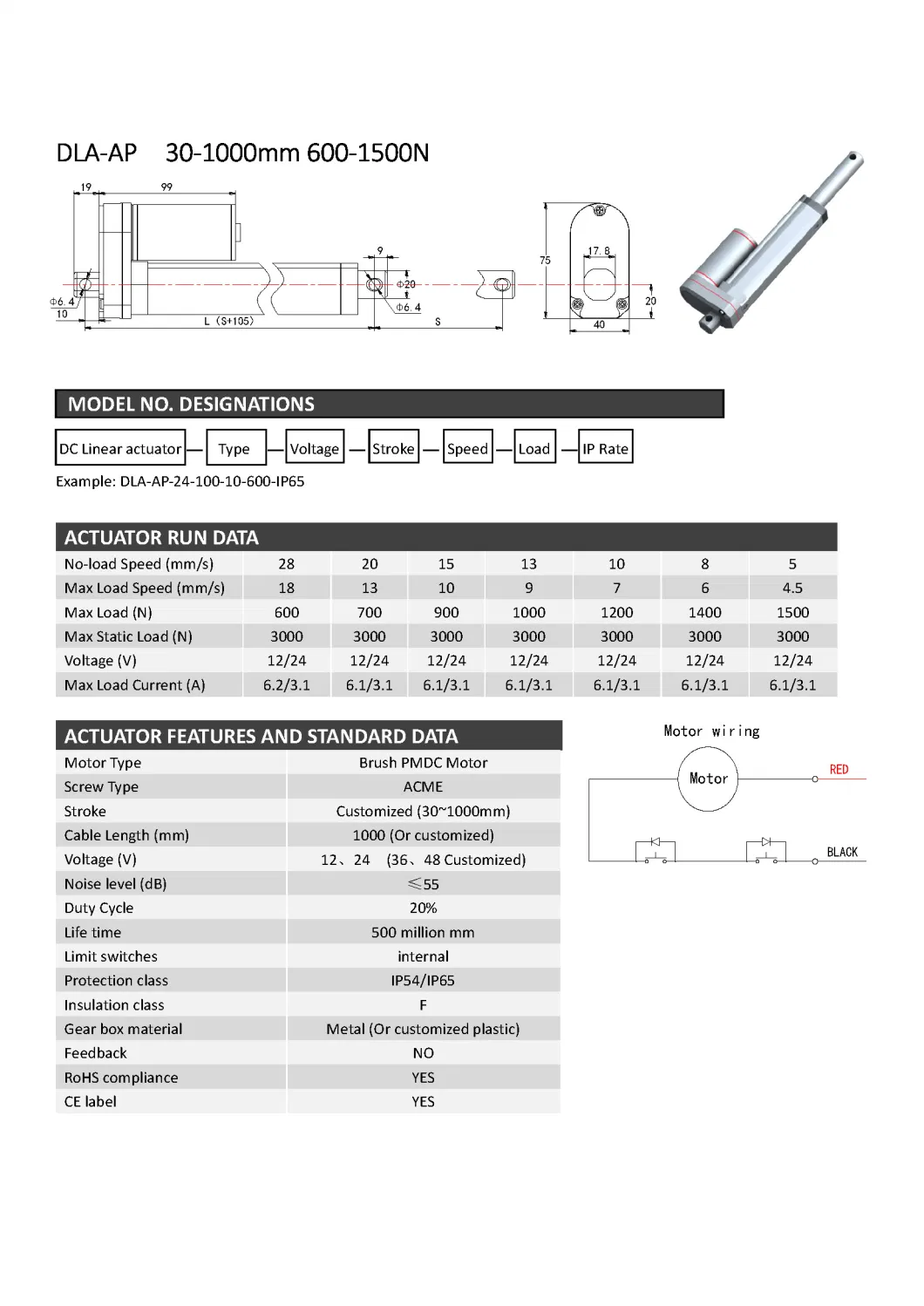 Long Linear Actuator 100mm Stroke with Good Price