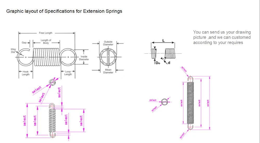 Carbon Steel High Extension Hook Tension Spring Wholesale Produced by Manufacturers