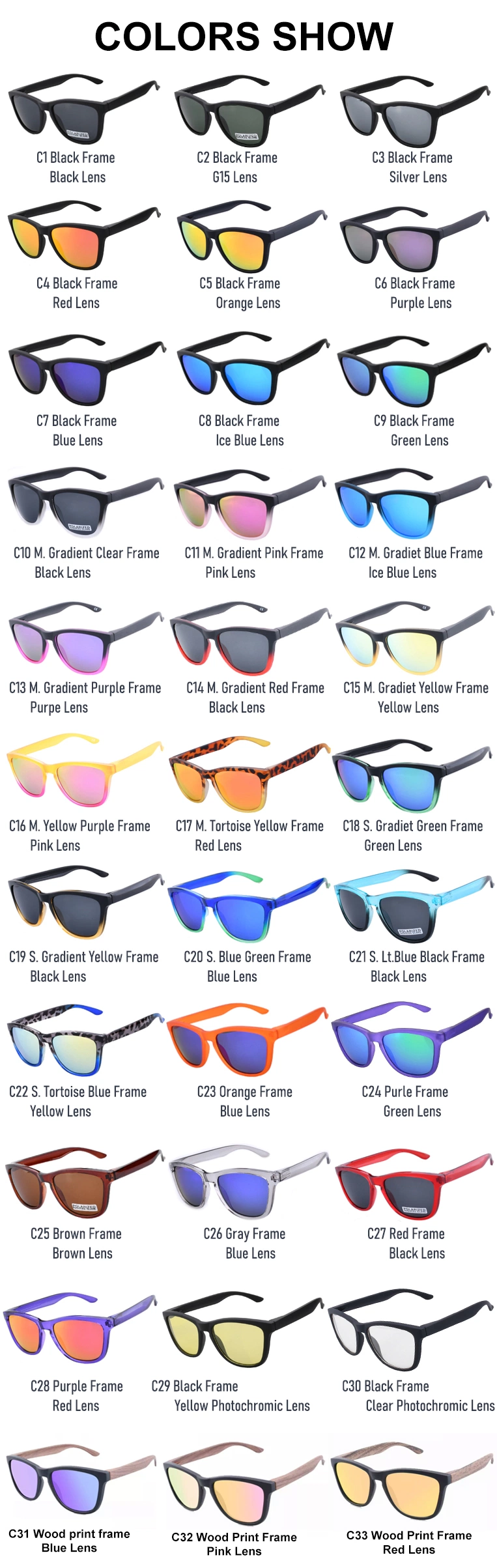 Wholesale Custom Logo Plastic Shades Sunglasses Women Men Polarized Sunglasses