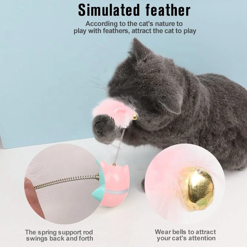 New Tumbler Feather Spring Interactive Teaser Stick Cat Toy