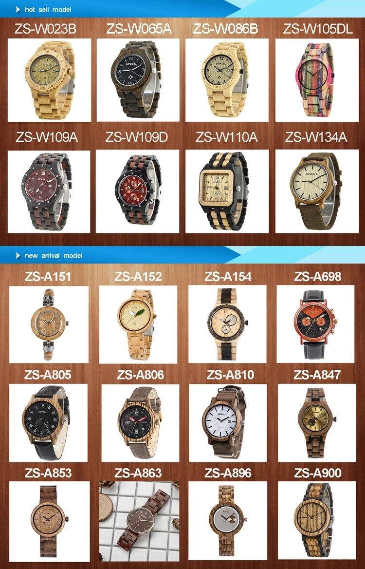 Most Popular Metal Automatic Wood Watch Fashionable Stainless Steel Luxury Quartz Watches