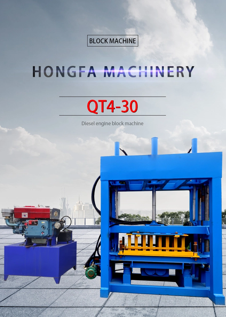 Qt4-30 Brick Making Construction Machine in Nigeria Diesel Block Machinery Hongfa Factory