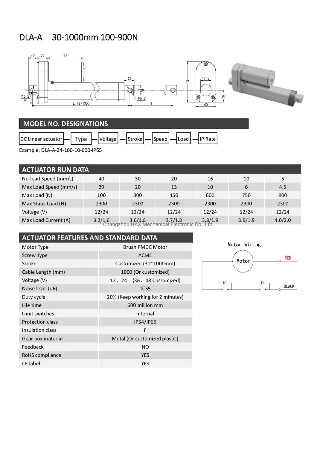 Customized 12V/24V/36V DC Electric Linear Actuator 1000n for Recliner Chair