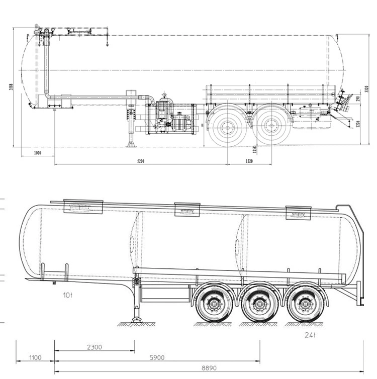 3 Axles Oil Fuel Tank Truck Trailer Liquid Container Bulk Ships Road Distribution Tractor Trailer Heavy Duty Drum Utility Semi Trailer Tanker