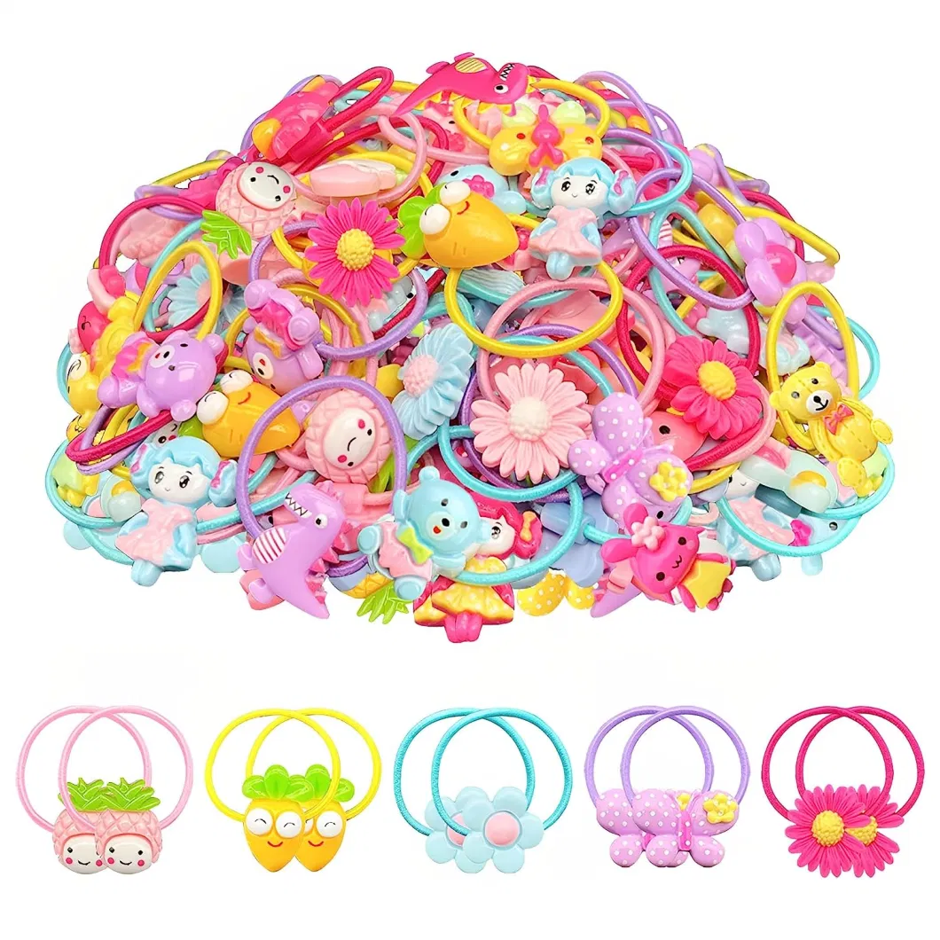 Baby Kids Girl Elastic Hair Band Accessories Hair Tie Set Multicolor Fruit Flower Rubber Cartoon Animal Hair Ring