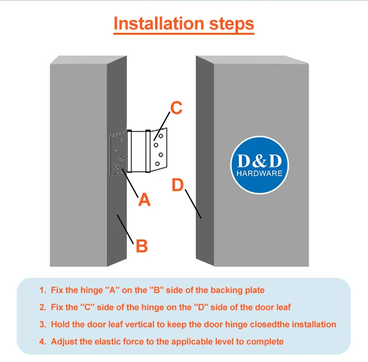 Stainless Steel Building Hardware Accessories Hydruail Concealed Commercial Wood Interior Door Butt Hinge Self Closing Strong Double Action Spring Door Hinge