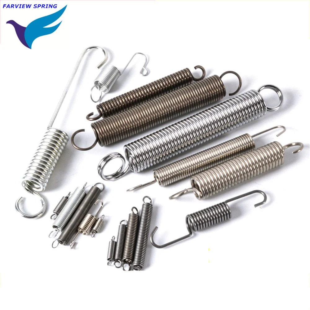 Farview Processing and Production of Double Hook Extension Springs Powerful Mechanical Extension Springs, Stainless Steel Springs