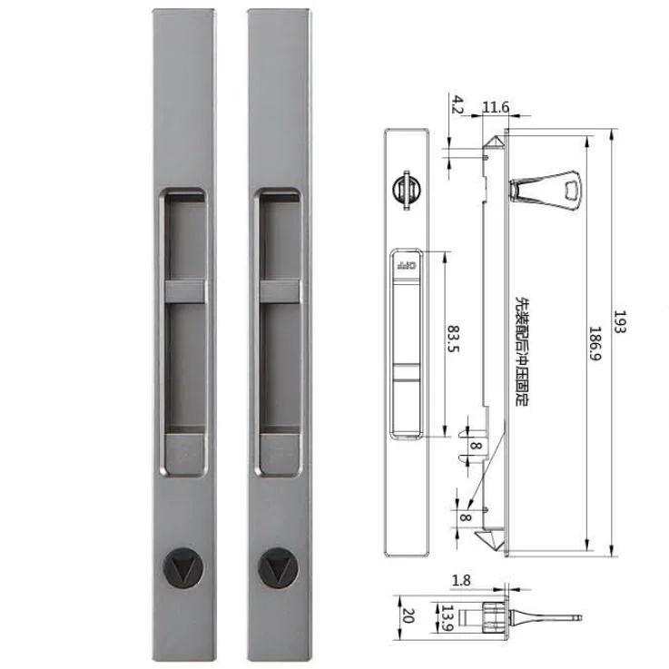 New Style Aluminum Alloy Window Accessories Window Hardware Sliding Safe Lock