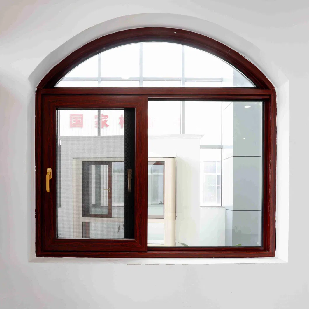 China Aluminum Factory Low E Tempered Thermal Insulation Glass Sliding/ Casement/ Opening Aluminium Window with Wood Grain Color