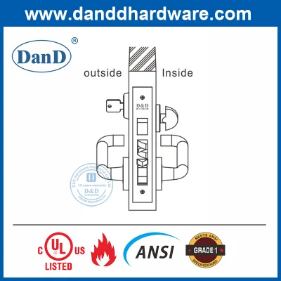 ANSI Grade1 moderno seguro UL listado Acero inoxidable Fuego clasificado Hardware Tipo de entramado de bloqueo Apartamento Entrada del Hotel Puerta Comercial frontal Bloqueo de la mortiga