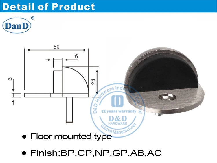 Zinc Alloy Satin Nickel Door Fittings Stop for Timber Doors