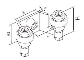 Gate End Stop with Two Nylon Rollers and Bolts