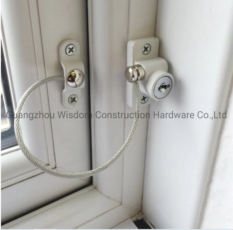 White UPVC Cable Window Door Restrictor Child Safety Lock Window Cable Lock