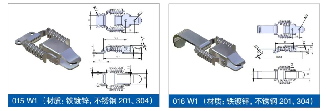 Huiding Box Cabinet Door Ss Heavy Duty Draw Catch Spring Toggle Latch with Key Lock