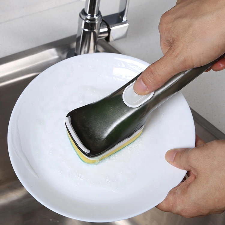 Nature Handle Cleaning Bubble up Soap Dispenser Dish Dish Sponge Brush for Kitchen