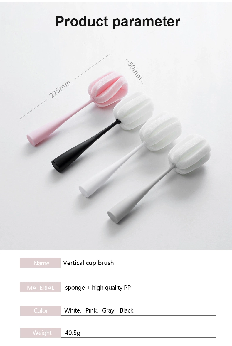 Wholesale Four-Color Sponge Cup Brush Ultra-Long Handle to Facilitate Grasping