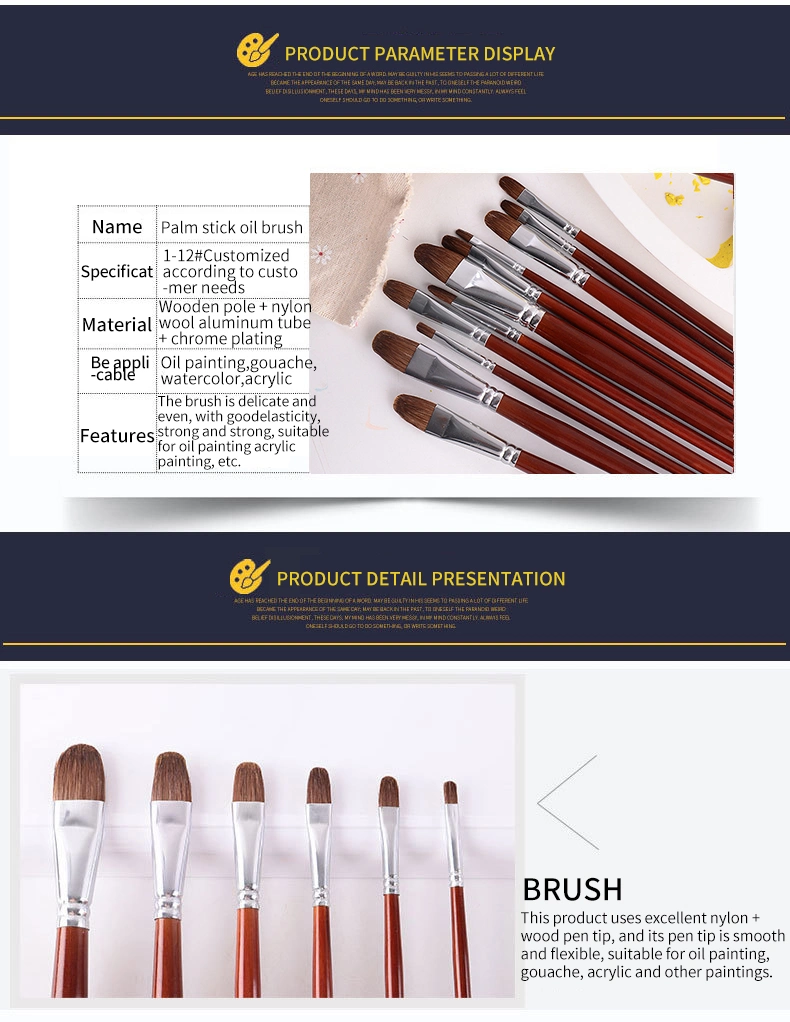 Factory Direct Supply Painting Artist Brush Professional Palm Stick Oil Brush