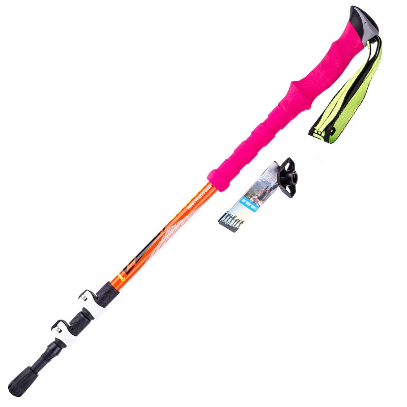 Outdoor Aluminium Alloy Walking Stick Plastic Grip EVA Handle Adjustable Hiking Trekking Pole