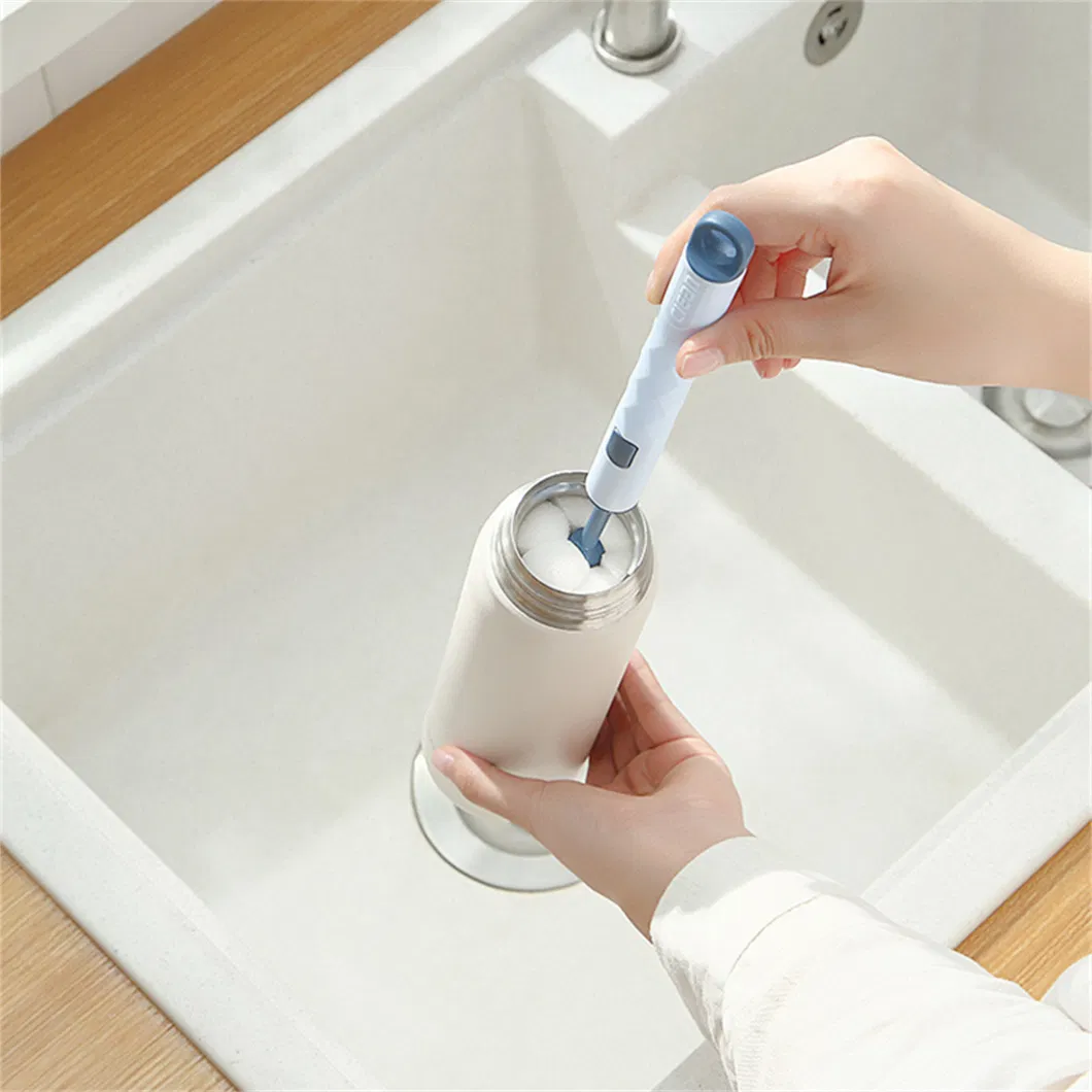 Removeable Long Plastic Handle Sponge Cleaning Brush