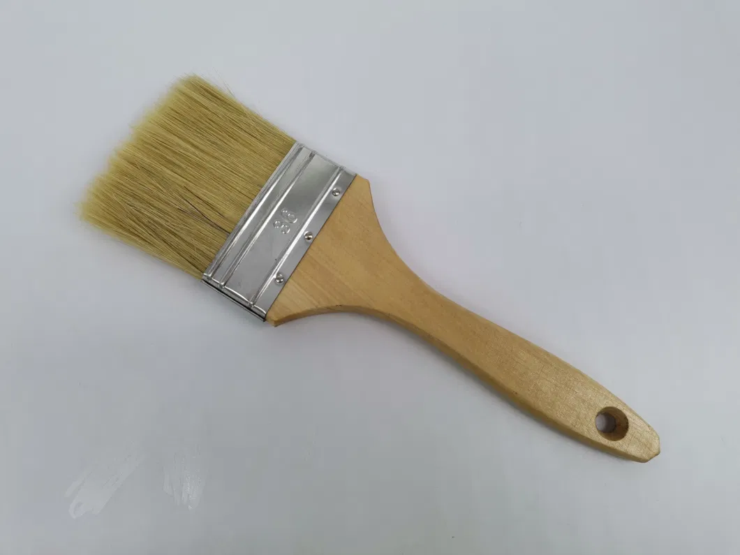 Hot Sale Decorative Moisture-Resistance Wooden Handle Natural Bristle Flat Paint Brushes