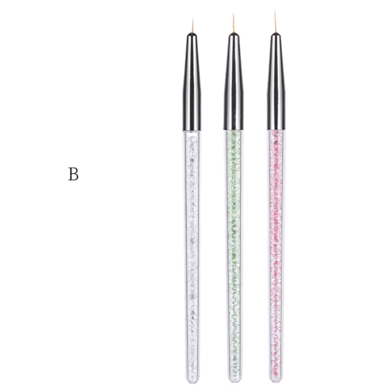 3PCS/Set Acrylic French Stripe Nail Art Liner Brush Set 3D Tips Manicure Ultra-Thin Line Drawing Pen