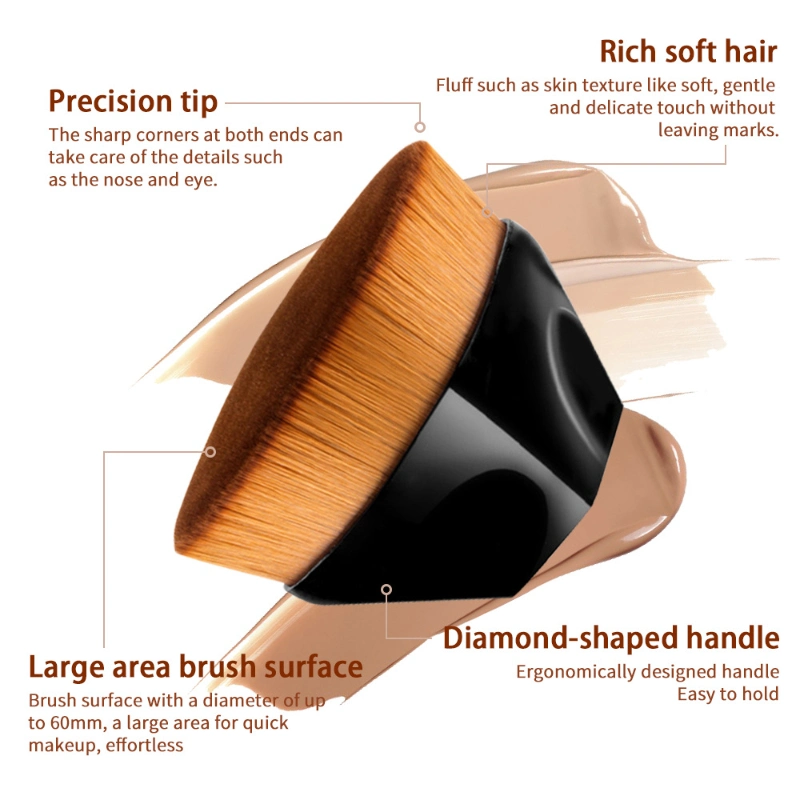 Flat Top Kabuki Foundation Brush Six Corners Facial Brush Body Brush for Blending Liquid Cream