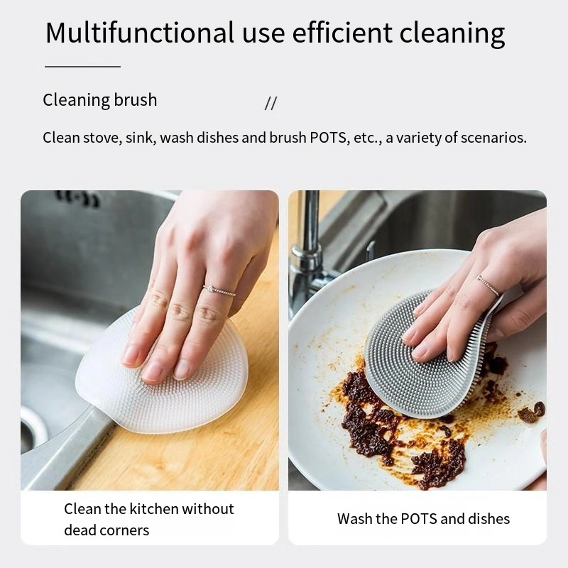 Silicone Dishwashing Brush Bowl Cleaning Decontamination Non-Oil Rag Kitchen Household Brush Pot