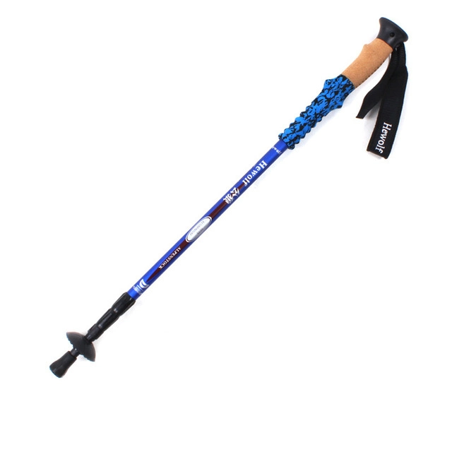 Strong Aluminum Telescopic Hiking Stick Shock-Absorbent 4 Season Cork Handle Trekking Pole