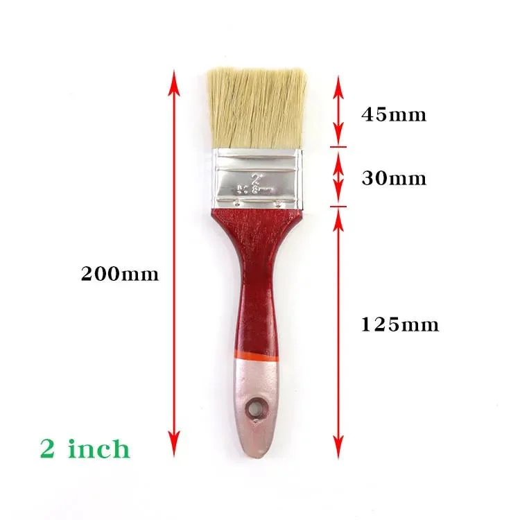 Red Wood Handle Natural Bristle 2023 Hot Sale Paint Brush Different Size Wooden Handle Paint Brush