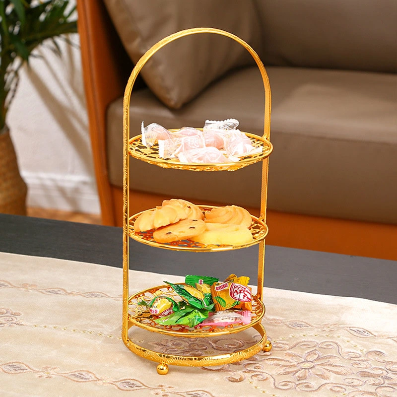 Metal Gold Wedding Cake Display Tray Cake Stand 2 and 3 Tier Dessert Stand for Party