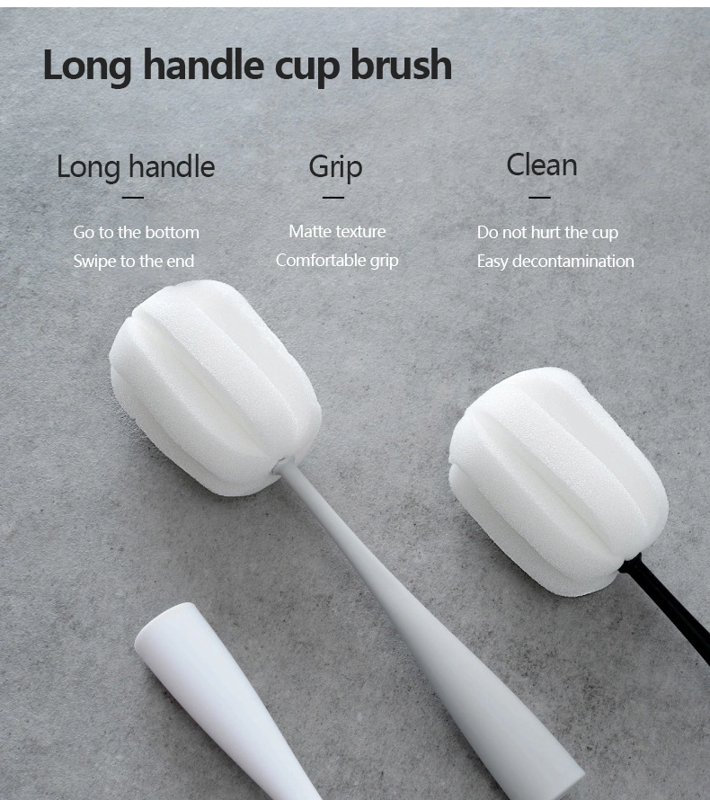 Wholesale Four-Color Sponge Cup Brush Ultra-Long Handle to Facilitate Grasping