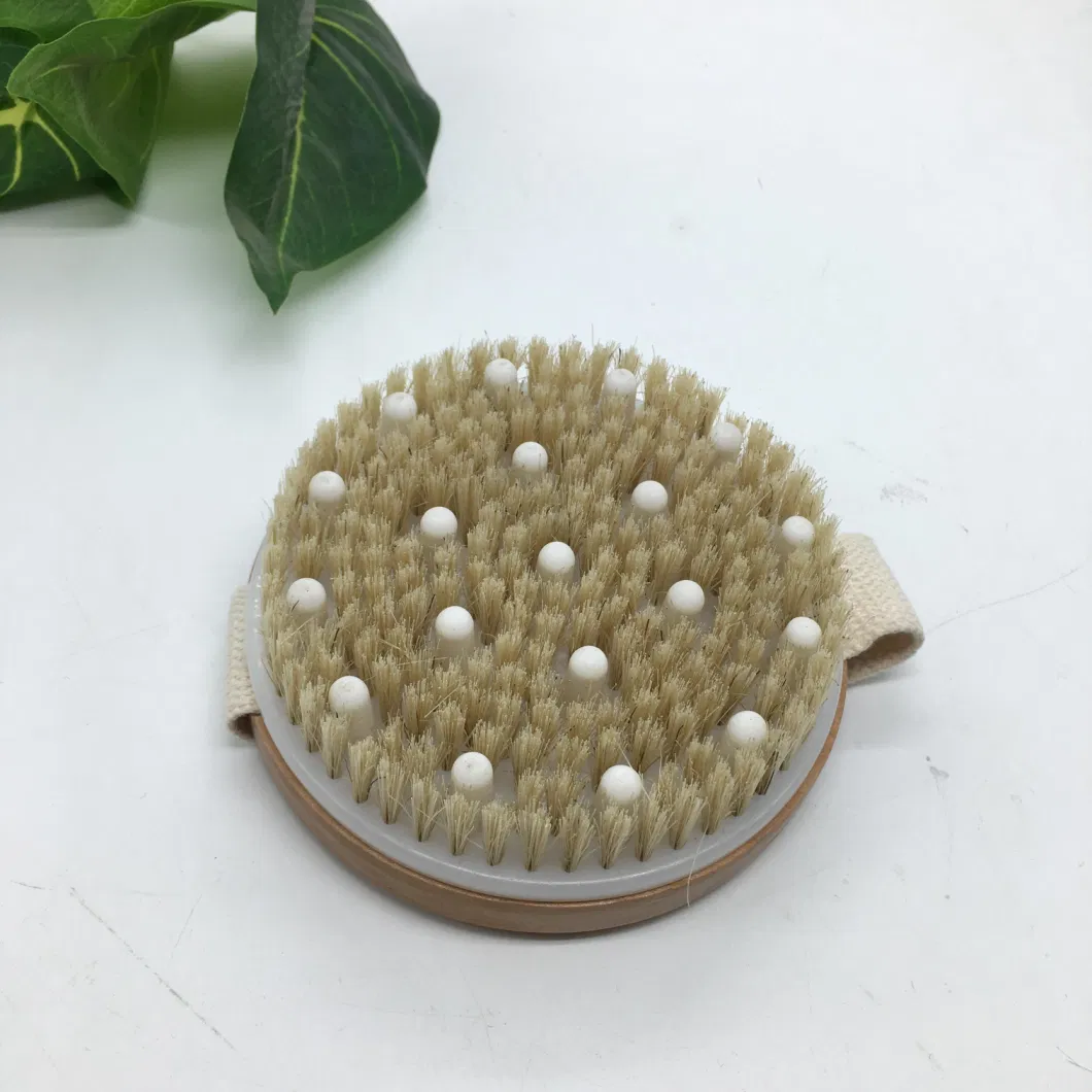 Wood Body Bath Shower Round Massage Brush