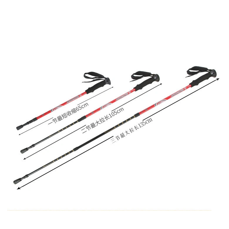 Wholesale 3-Section Telescopic Folding Aviation Aluminum 6061/7075 Tracking Walking Hiking Sticks Trekking Poles