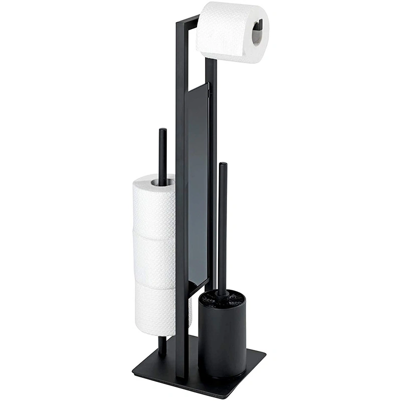 High Quality Free Standing Portable Stainless Steel Black Toilet Paper Roll Holder