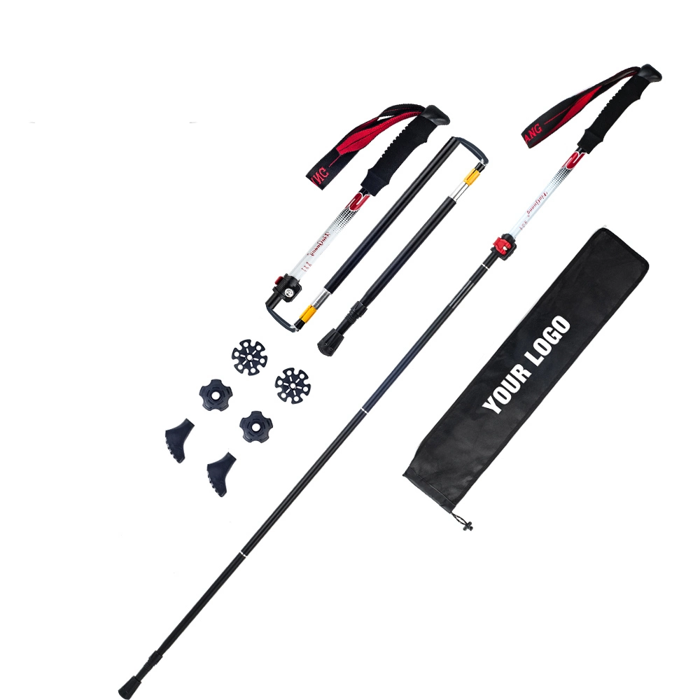 Aluminium Alloy Foldable Aluminium Snow Alpenstock Mountaineering Cane Hiking Nordic Walking Sticks Trekking Poles for Outdoor