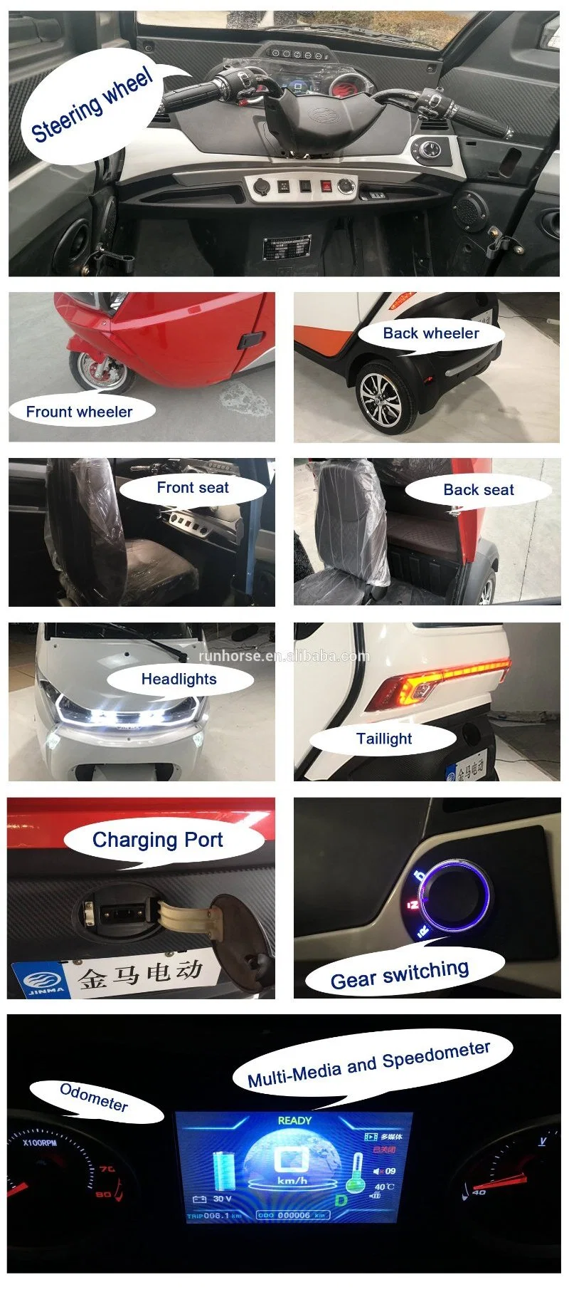 Low-Speed Electric Vehicle Old Man Happy Car Wholesale Urban Electric Car EEC Certification Fully Enclosed High Performance Auto Car