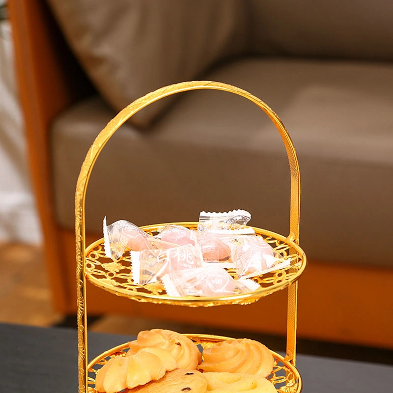 Metal Gold Wedding Cake Display Tray Cake Stand 2 and 3 Tier Dessert Stand for Party