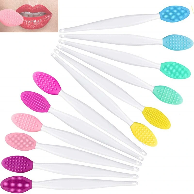 Exfoliating Lip Brush Nose Cleaning Brush Double-Side Soft Silicone Lip Scrub Cosmetic Silicone Brush