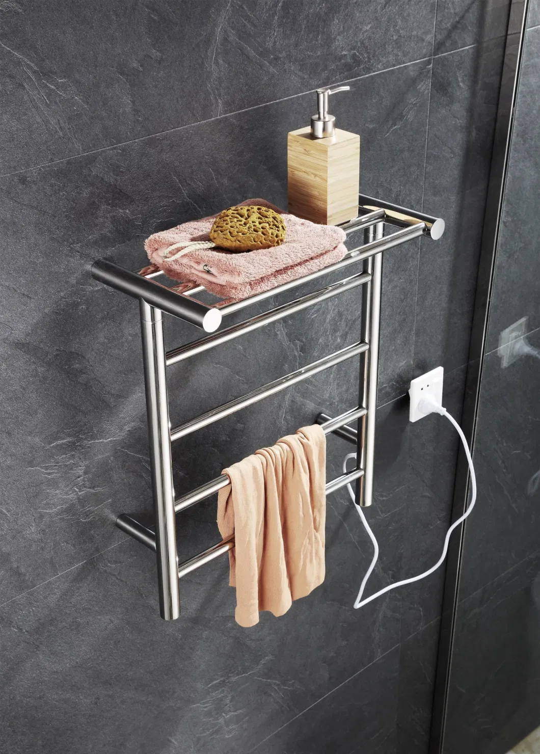 Heated Towel Rack, Stainless Steel Electric Towel Warmer Wall-Mounted for Bathroom