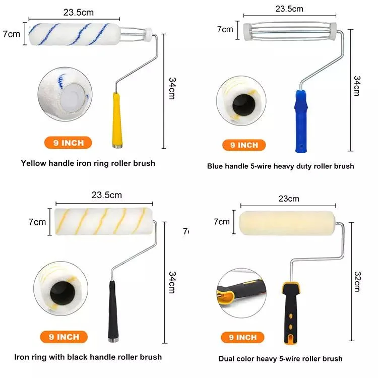 Free Sample Popular Pattern Paint Roller Brush with Plastic Handle Paint Tool for House Painting