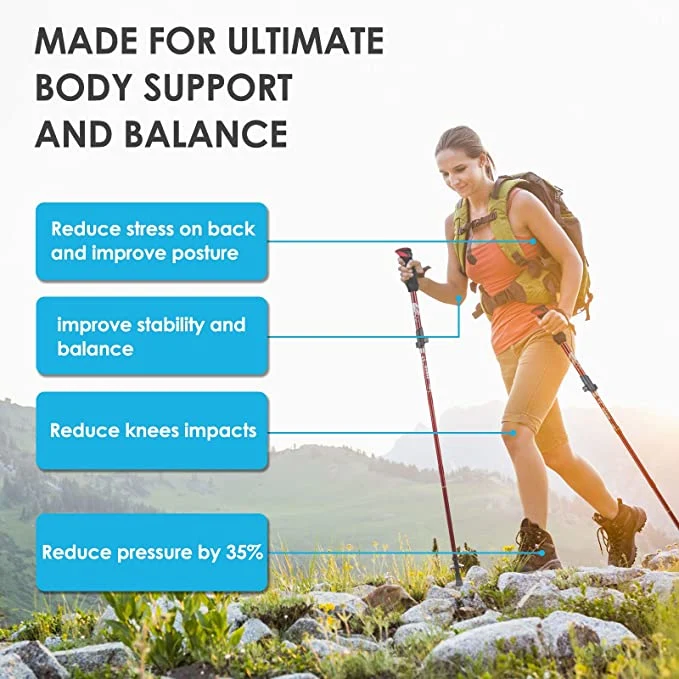 Outdoor Ultralight Mountain Telescopic Walking Sticks Ultralight Carbon Fiber Folding Aluminium 7075 Nordic Hiking Trekking Pole