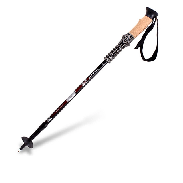 Strong Aluminum Telescopic Hiking Stick Shock-Absorbent 4 Season Cork Handle Trekking Pole