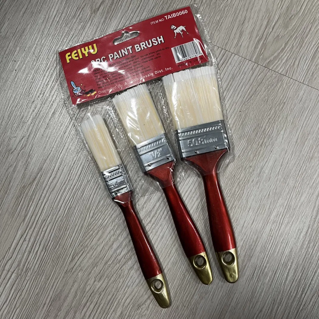 1/2/3 Red Paint Brush with Plastic Handle Painting Brushes