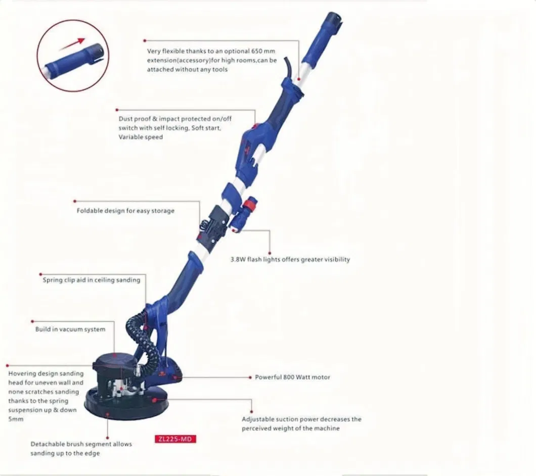 New-Long/Short Reach-Foldable/Extension Pole-Electric Drywall Sander/Wall Polishing/Polisher Machine-Power Tools