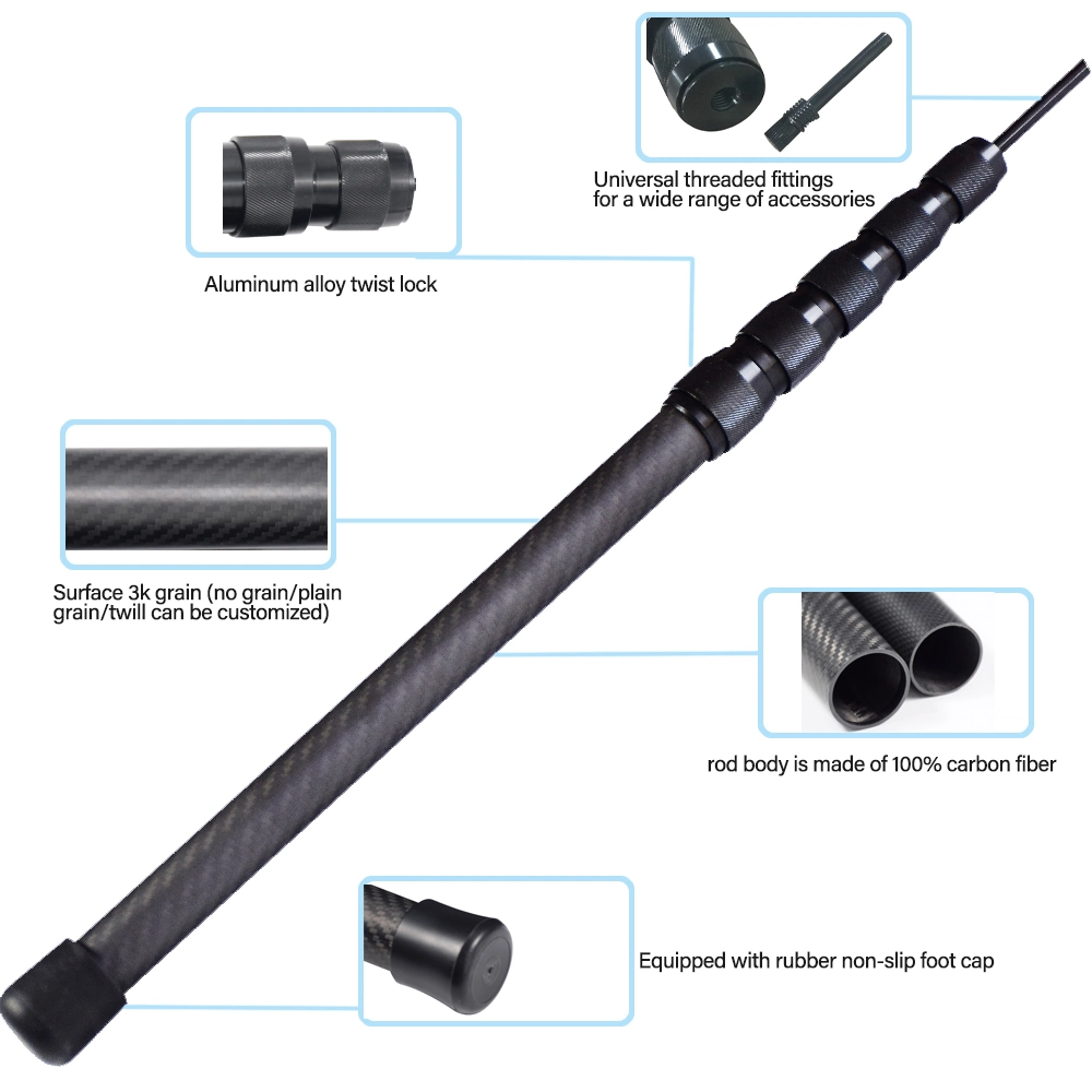 6m, 8.5m, 10m 3K Twill Carbon Fiber Extension Tube, Fiberglass Telescopic Camera Pole